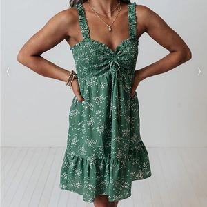 Lush Sage Print Olive Green Dress Size Small